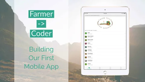 Farmer to Coder graphic with an early Seed to Spoon app screenshot.